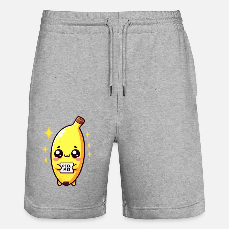 "Peel Me" - Banana - Stanley/Stella Trainer Unisex Organic Jogging Shorts - heather grey