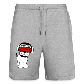 Cool Cute DJ Dog Pet Puppy Party Music - Stanley/Stella Trainer Unisex Organic Jogging Shorts - heather grey - Front - Nik (191cm) & Marisol (170cm)