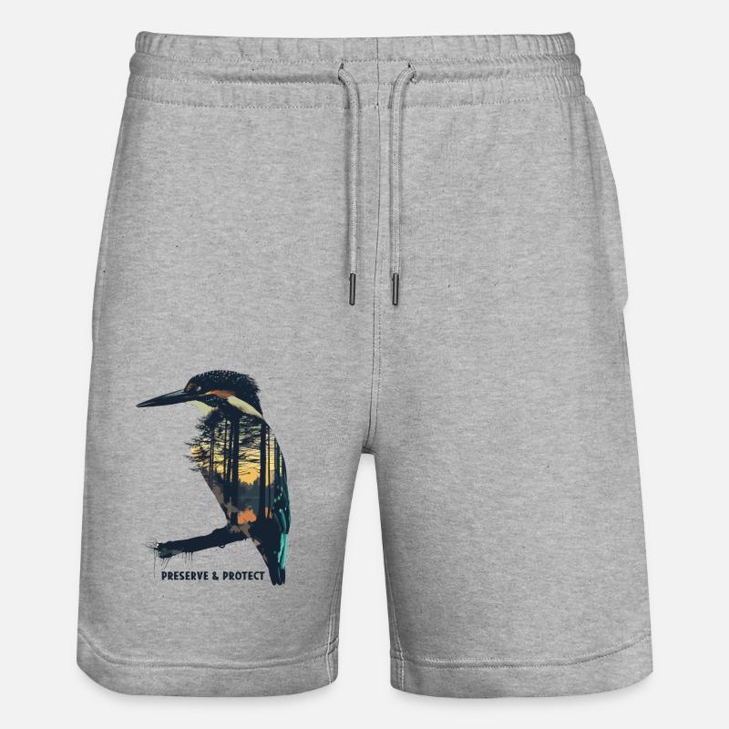 Préserver et protéger le martin-pêcheur - Short de jogging bio TRAINER Stanley/Stella unisexe - gris chiné