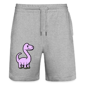 Dinosaur Brontosaurus Comic - Stanley/Stella Trainer Unisex Organic Jogging Shorts - heather grey - Front - Nik (191cm) & Marisol (170cm)