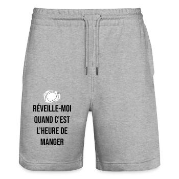 Réveille moi quand c'est l'heure de manger - Short de jogging bio TRAINER Stanley/Stella unisexe - gris chiné - Devant - Nik (191cm) & Marisol (170cm)