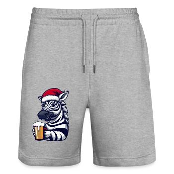 Bière de Noël Zebra - Short de jogging bio TRAINER Stanley/Stella unisexe - gris chiné - Devant - Nik (191cm) & Marisol (170cm)