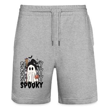 SpookyGeist - Stanley/Stella Unisex Bio Joggingshorts Trainer  - Grau meliert - Vorne - Nik (191cm) & Marisol (170cm)