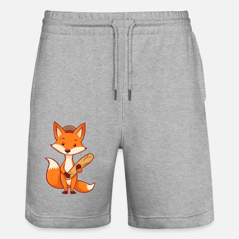 Renard joyeux avec chapeau - Short de jogging bio TRAINER Stanley/Stella unisexe - gris chiné