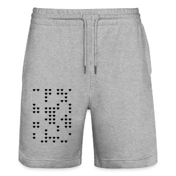 Puzzle Coeur Neige Cadeau - Short de jogging bio TRAINER Stanley/Stella unisexe - gris chiné - Devant - Nik (191cm) & Marisol (170cm)