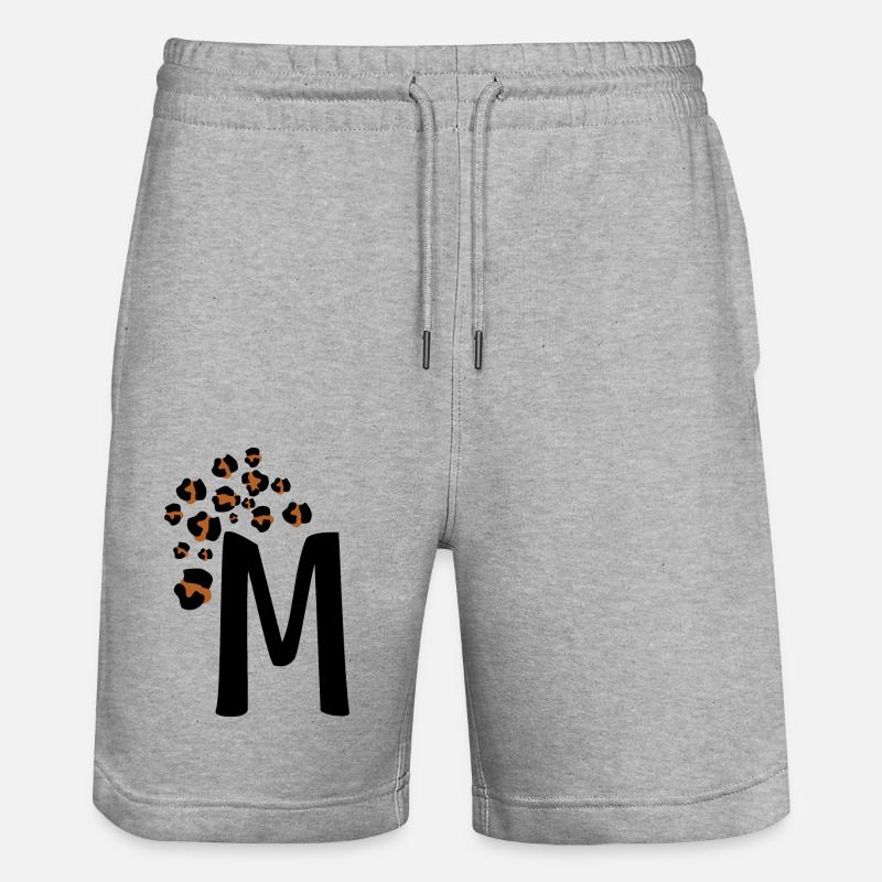 Letter M Leopard Patterns - Stanley/Stella Trainer Unisex Organic Jogging Shorts - heather grey