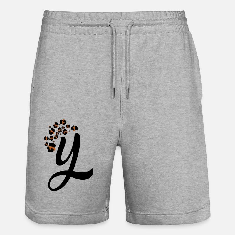 Letter and leopard patterns - Stanley/Stella Trainer Unisex Organic Jogging Shorts - heather grey