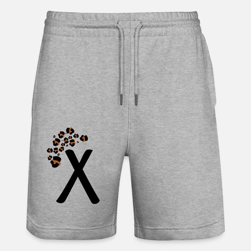 Lettre x motifs léopard - Short de jogging bio TRAINER Stanley/Stella unisexe - gris chiné