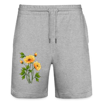 Flowers - Stanley/Stella Trainer Unisex Organic Jogging Shorts - heather grey - Front - Nik (191cm) & Marisol (170cm)
