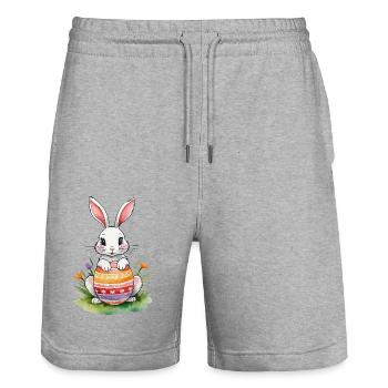 Lapin de Pâques Aquarelle de Pâques - Short de jogging bio TRAINER Stanley/Stella unisexe - gris chiné - Devant - Nik (191cm) & Marisol (170cm)