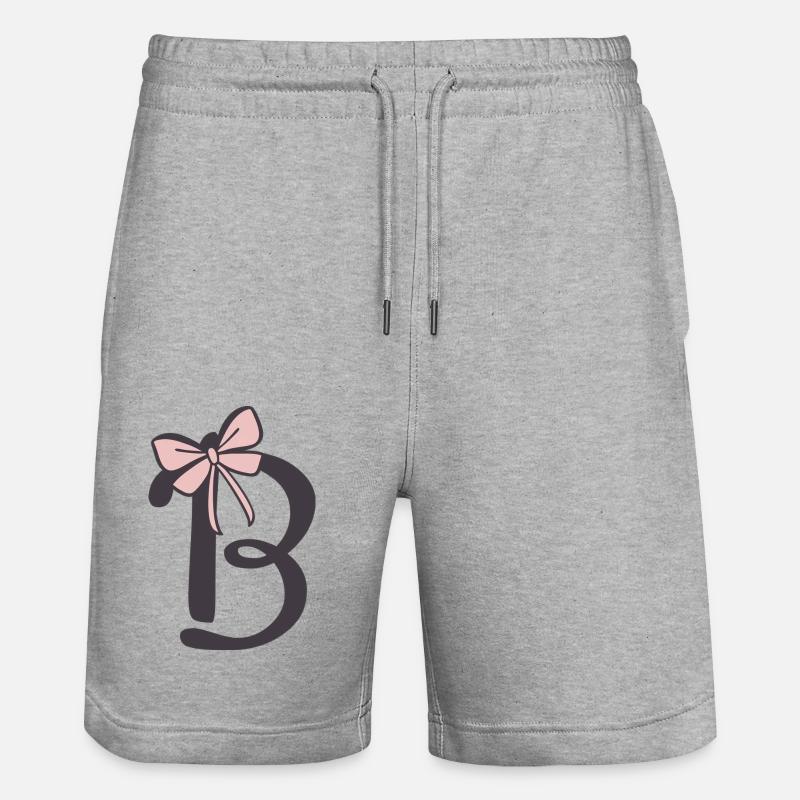 Ruban lettre initiale B - Short de jogging bio TRAINER Stanley/Stella unisexe - gris chiné
