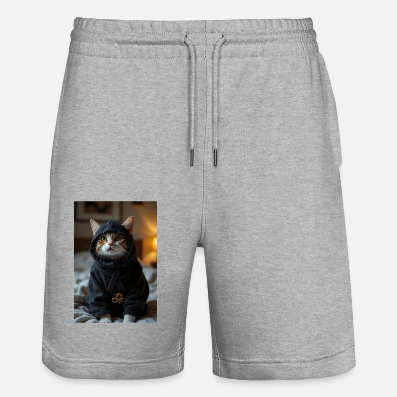 Chat Ninja - Short de jogging bio TRAINER Stanley/Stella unisexe - gris chiné