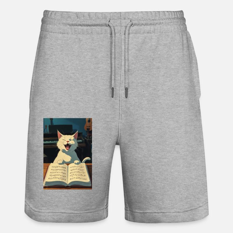 Un chaton mignon chante - Short de jogging bio TRAINER Stanley/Stella unisexe - gris chiné