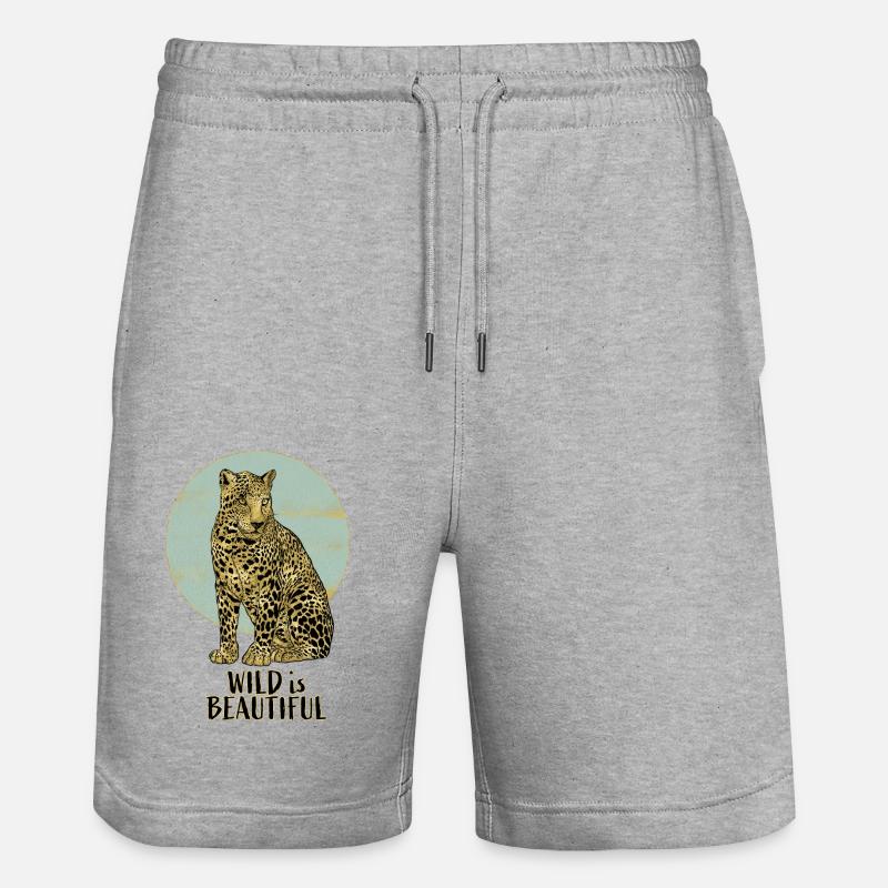 Leopard. Wild is Beautiful - Stanley/Stella Unisex Bio Joggingshorts Trainer  - Grau meliert