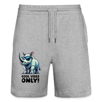 nashorn comic - Stanley/Stella Unisex Bio Joggingshorts Trainer  - Grau meliert - Vorne - Nik (191cm) & Marisol (170cm)