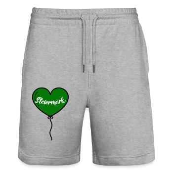 Styria Heart Balloon - Stanley/Stella Trainer Unisex Organic Jogging Shorts - heather grey - Front - Nik (191cm) & Marisol (170cm)