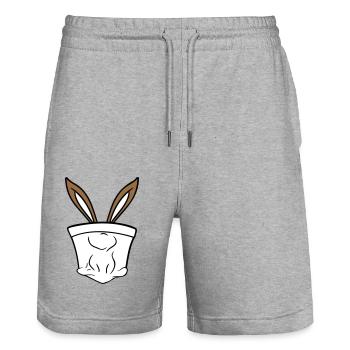 Hase Hasenohren Loch versteckt Tasche lustig süß - Stanley/Stella Unisex Bio Joggingshorts Trainer  - Grau meliert - Vorne - Nik (191cm) & Marisol (170cm)