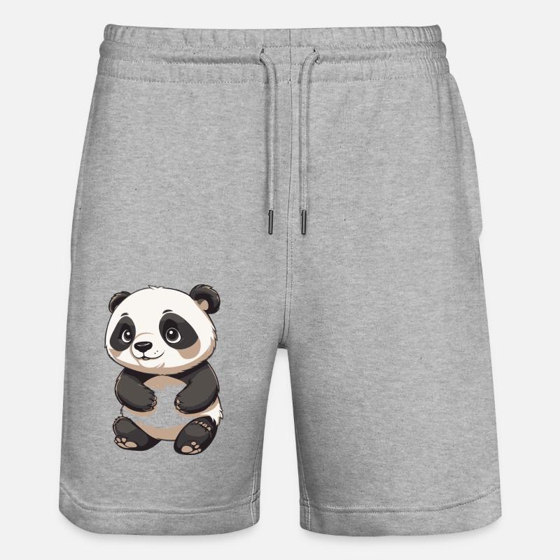 Panda mignon - Conception d’animaux - Short de jogging bio TRAINER Stanley/Stella unisexe - gris chiné