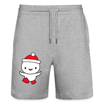 Ente Winter Mütze Schnee spielen Spaß Weihnachten - Stanley/Stella Unisex Bio Joggingshorts Trainer  - Grau meliert - Vorne - Nik (191cm) & Marisol (170cm)