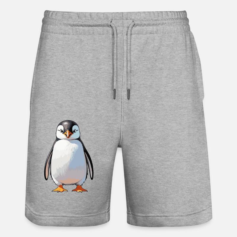 Pingouin - Autocollant animal mignon - Short de jogging bio TRAINER Stanley/Stella unisexe - gris chiné
