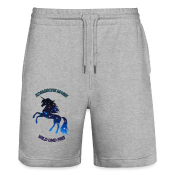 Kosmisches Einhorn - Stanley/Stella Unisex Bio Joggingshorts Trainer  - Grau meliert - Vorne - Nik (191cm) & Marisol (170cm)