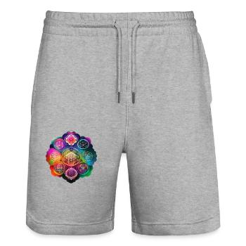 Blume des Lebens - Stanley/Stella Unisex Bio Joggingshorts Trainer  - Grau meliert - Vorne - Nik (191cm) & Marisol (170cm)