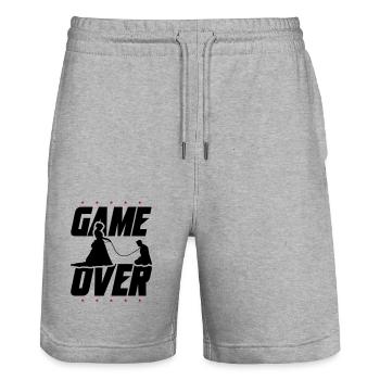 Game Over Mariage des mariés - Short de jogging bio TRAINER Stanley/Stella unisexe - gris chiné - Devant - Nik (191cm) & Marisol (170cm)
