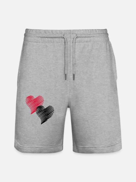 2 Herzen - Stanley/Stella Unisex Bio Joggingshorts Trainer - Grau meliert