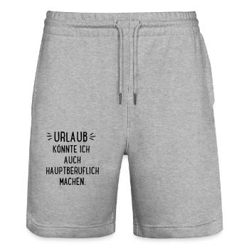 Urlaub - Stanley/Stella Unisex Bio Joggingshorts Trainer  - Grau meliert - Vorne - Nik (191cm) & Marisol (170cm)