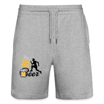 Run for Beer - Stanley/Stella Trainer Unisex Organic Jogging Shorts - heather grey - Front - Nik (191cm) & Marisol (170cm)