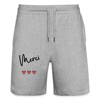 MERCI. MERCI MAÎTRESSE. CADEAU MAÎTRESSE. VACANCES - Short de jogging bio TRAINER Stanley/Stella unisexe - gris chiné - Devant - Nik (191cm) & Marisol (170cm)