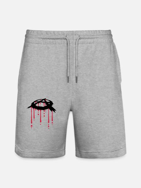 blood drop anarchy symbol - Stanley/Stella Trainer Unisex Organic Jogging Shorts - heather grey