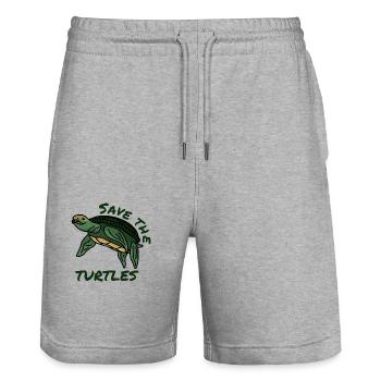 Rettet die Schildkröten Hilf Spruch Umwelt Plastik - Stanley/Stella Unisex Bio Joggingshorts Trainer  - Grau meliert - Vorne - Nik (191cm) & Marisol (170cm)