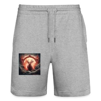 Hirsch - Stanley/Stella Unisex Bio Joggingshorts Trainer  - Grau meliert - Vorne - Nik (191cm) & Marisol (170cm)