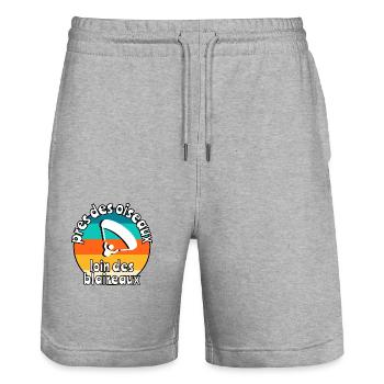 Près des oiseaux loin des blaireaux - Short de jogging bio TRAINER Stanley/Stella unisexe - gris chiné - Devant - Nik (191cm) & Marisol (170cm)
