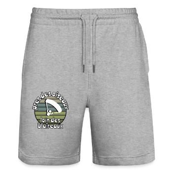 Près des oiseaux loin des blaireaux - Short de jogging bio TRAINER Stanley/Stella unisexe - gris chiné - Devant - Nik (191cm) & Marisol (170cm)