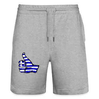 Drapeau de la Grèce Tout effacer l’icône - Short de jogging bio TRAINER Stanley/Stella unisexe - gris chiné - Devant - Nik (191cm) & Marisol (170cm)