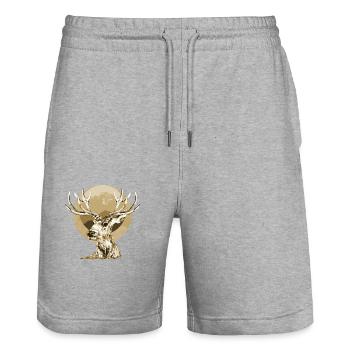 Cerf - Short de jogging bio TRAINER Stanley/Stella unisexe - gris chiné - Devant - Nik (191cm) & Marisol (170cm)