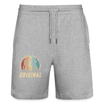 Vintage December 1972 52 Birthday Gift - Stanley/Stella Trainer Unisex Organic Jogging Shorts - heather grey - Front - Nik (191cm) & Marisol (170cm)