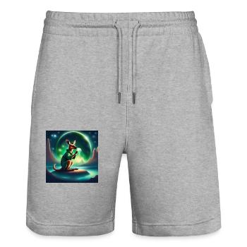 Pakkunes 🌙🌙🌙 - Stanley/Stella Unisex Bio Joggingshorts Trainer  - Grau meliert - Vorne - Nik (191cm) & Marisol (170cm)