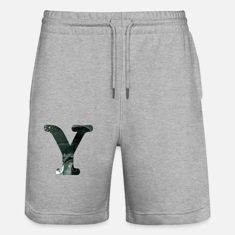 Lettre y marbré vert - Short de jogging bio TRAINER Stanley/Stella unisexe - gris chiné