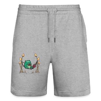 Grenouille couture tricot Nature hamac - Short de jogging bio TRAINER Stanley/Stella unisexe - gris chiné - Devant - Nik (191cm) & Marisol (170cm)
