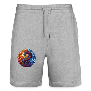 Vibrant Yin Yang Dragon - Short de jogging bio TRAINER Stanley/Stella unisexe - gris chiné - Devant - Nik (191cm) & Marisol (170cm)