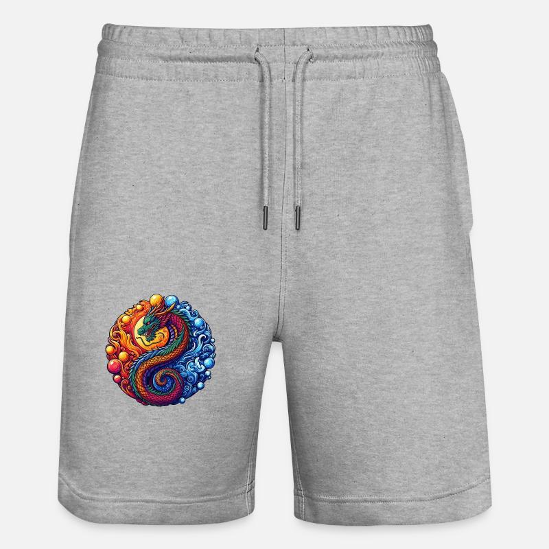 Lebendiger Yin-Yang-Drache - Stanley/Stella Unisex Bio Joggingshorts Trainer  - Grau meliert