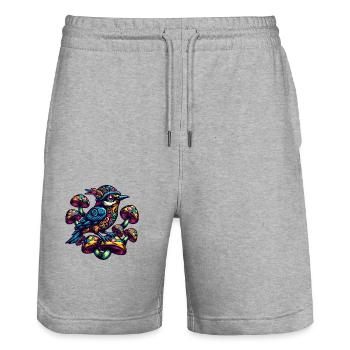 Oiseau coloré aux champignons - Short de jogging bio TRAINER Stanley/Stella unisexe - gris chiné - Devant - Nik (191cm) & Marisol (170cm)