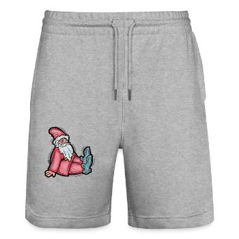 Santa Claus - Stanley/Stella Trainer Unisex Organic Jogging Shorts - heather grey - Front - Nik (191cm) & Marisol (170cm)