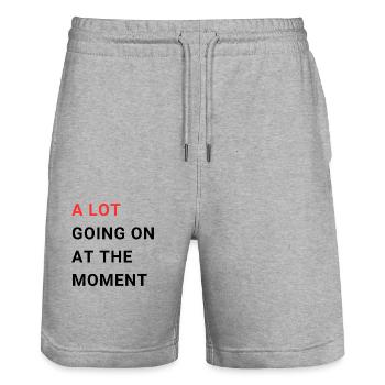 A LOT GOING ON AT THE MOMENT - Stanley/Stella Unisex Bio Joggingshorts Trainer  - Grau meliert - Vorne - Nik (191cm) & Marisol (170cm)