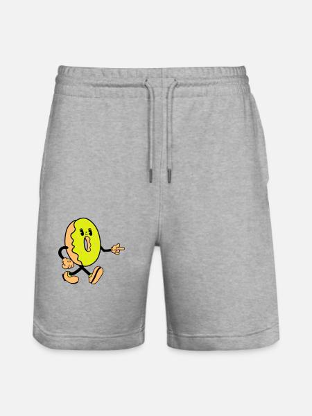 Donut Comic Funny - Stanley/Stella Trainer Unisex Organic Jogging Shorts - heather grey