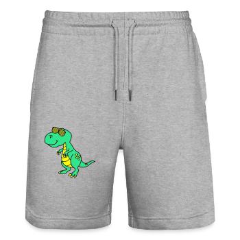 Dinosaure cool - Short de jogging bio TRAINER Stanley/Stella unisexe - gris chiné - Devant - Nik (191cm) & Marisol (170cm)