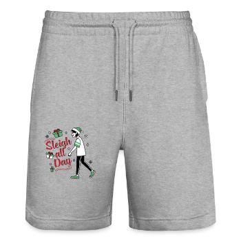 Funny Holiday Quotes Tshirt Quirky Christmas Humor - Stanley/Stella Trainer Unisex Organic Jogging Shorts - heather grey - Front - Nik (191cm) & Marisol (170cm)